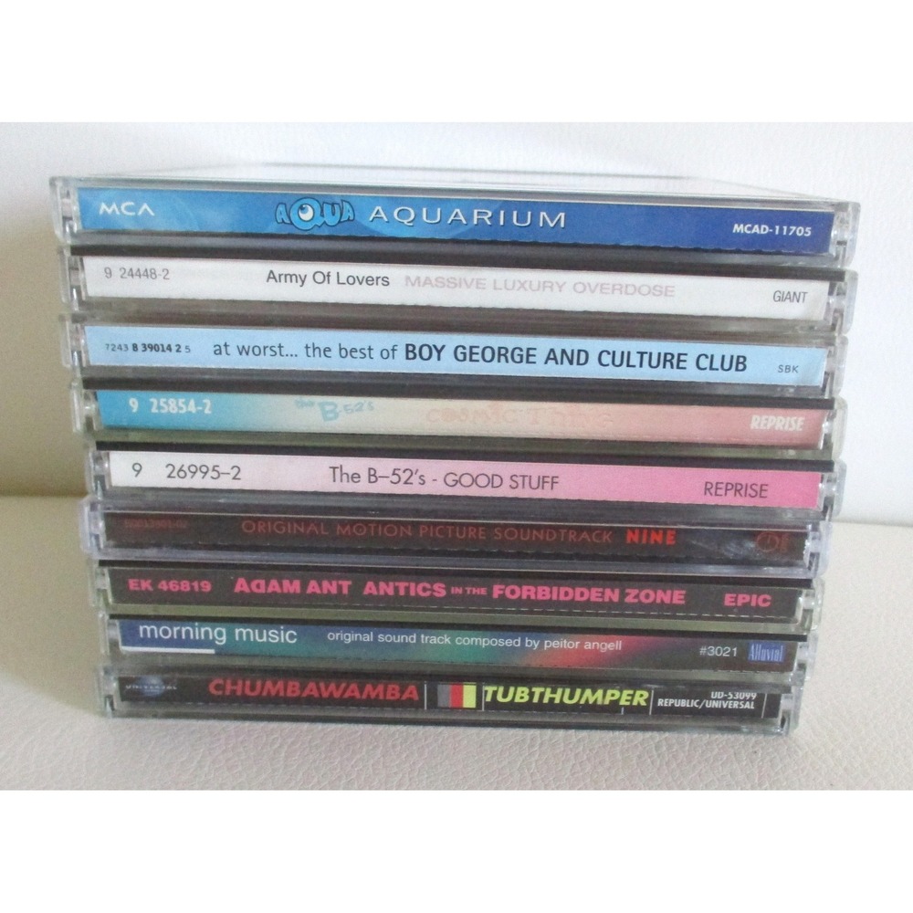 Lot of 9 Vintage CDs Aqua B-52s Chumbawamba Boy George Adam Ant Pop Rock Bundle